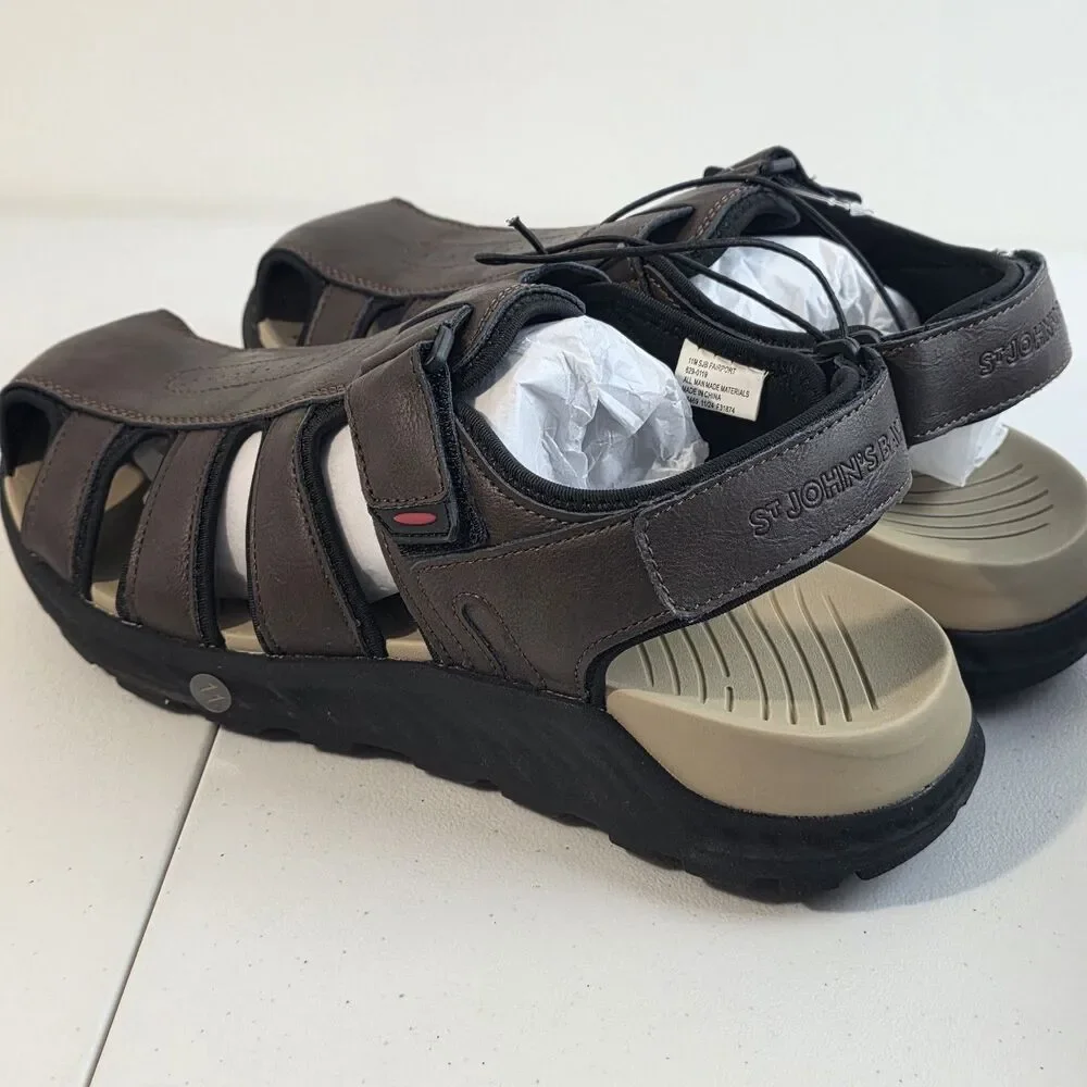 NWB St. John's Bay Fairport Strap Sandals Brown Size 11 M MSRP $50 New SJB